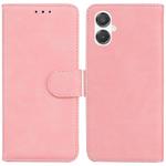 For Samsung Galaxy A25 5G / A25e JP Edition Skin Feel Pure Color Flip Leather Phone Case(Pink)