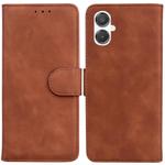 For Samsung Galaxy A25 5G / A25e JP Edition Skin Feel Pure Color Flip Leather Phone Case(Brown)