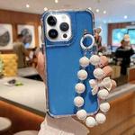 For iPhone 12 / 12 Pro TPU + PC + Glitter Sequins Full Coverage Phone Case with Bracelet(Blue)