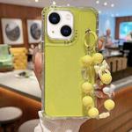 For iPhone 13 TPU + PC + Glitter Sequins Full Coverage Phone Case with Bracelet(Yellow)