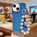 For iPhone 13 TPU + PC + Glitter Sequins Full Coverage Phone Case with Bracelet(Blue)