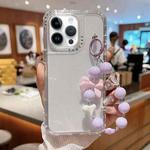 For iPhone 13 Pro TPU + PC + Glitter Sequins Full Coverage Phone Case with Bracelet(Transparent)