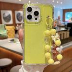 For iPhone 15 Pro TPU + PC + Glitter Sequins Full Coverage Phone Case with Bracelet(Yellow)