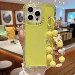 For iPhone 15 Pro Max TPU + PC + Glitter Sequins Full Coverage Phone Case with Bracelet(Yellow)