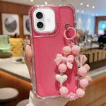 For iPhone 16 Plus TPU + PC + Glitter Sequins Full Coverage Phone Case with Bracelet(Red)