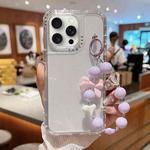 For iPhone 16 Pro TPU + PC + Glitter Sequins Full Coverage Phone Case with Bracelet(Transparent)