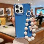 For iPhone 16 Pro TPU + PC + Glitter Sequins Full Coverage Phone Case with Bracelet(Blue)