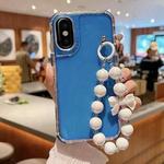 For iPhone X / XS TPU + PC + Glitter Sequins Full Coverage Phone Case with Bracelet(Blue)