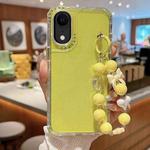 For iPhone XR TPU + PC + Glitter Sequins Full Coverage Phone Case with Bracelet(Yellow)