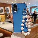 For iPhone XR TPU + PC + Glitter Sequins Full Coverage Phone Case with Bracelet(Blue)