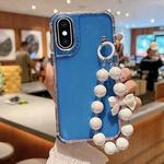 For iPhone XS Max TPU + PC + Glitter Sequins Full Coverage Phone Case with Bracelet(Blue)