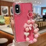 For iPhone XS Max TPU + PC + Glitter Sequins Full Coverage Phone Case with Bracelet(Red)