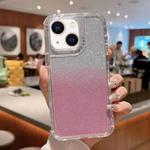 For iPhone 14 TPU + PC + Glitter Paper Full Coverage Phone Case(Pink)