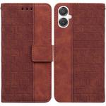 For Samsung Galaxy A25 5G / A25e JP Edition Geometric Embossed Leather Phone Case(Brown)
