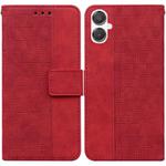 For Samsung Galaxy A25 5G / A25e JP Edition Geometric Embossed Leather Phone Case(Red)