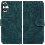 For Samsung Galaxy A25 5G / A25e JP Edition Tiger Embossing Pattern Flip Leather Phone Case(Green)