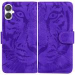 For Samsung Galaxy A25 5G / A25e JP Edition Tiger Embossing Pattern Flip Leather Phone Case(Purple)