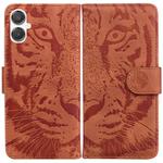For Samsung Galaxy A25 5G / A25e JP Edition Tiger Embossing Pattern Flip Leather Phone Case(Brown)