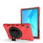 For Huawei MediaPad M5 10.8 Shockproof Colorful Silicone + PC Protective Case with Holder & Hand Grip Strap(Red)