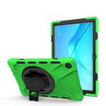 For Huawei MediaPad M5 10.8 Shockproof Colorful Silicone + PC Protective Case with Holder & Hand Grip Strap(Green)