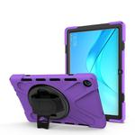 For Huawei MediaPad M5 10.8 Shockproof Colorful Silicone + PC Protective Case with Holder & Hand Grip Strap(Purple)