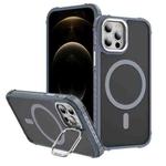 For iPhone 12 Pro Max Rainbow Series Skin Feel MagSafe Lens Holder Phone Case(Grey)