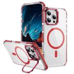 For iPhone 16 Pro Max Rainbow Series Transparent MagSafe Lens Holder Phone Case(Red)