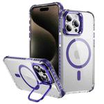 For iPhone 15 Pro Max Rainbow Series Transparent MagSafe Lens Holder Phone Case(Purple)