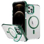 For iPhone 12 Pro Rainbow Series Transparent MagSafe Lens Holder Phone Case(Green)