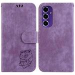 For Samsung Galaxy A16 5G Little Tiger Embossed Leather Phone Case(Purple)