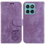For Samsung Galaxy A25 5G / A25e JP Edition Little Tiger Embossed Leather Phone Case(Purple)