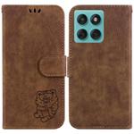 For Samsung Galaxy A25 5G / A25e JP Edition Little Tiger Embossed Leather Phone Case(Brown)