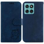 For Samsung Galaxy A25 5G / A25e JP Edition Little Tiger Embossed Leather Phone Case(Dark Blue)