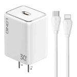 LDNIO A1508C PD30W USB-C / Type-C Fast Charger with 1m 8 Pin Cable(White)