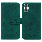 For Samsung Galaxy A25 5G / A25e JP Edition Butterfly Rose Embossed Leather Phone Case(Green)