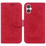 For Samsung Galaxy A25 5G / A25e JP Edition Butterfly Rose Embossed Leather Phone Case(Red)