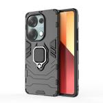 For Redmi Note 14S 4G Shockproof PC + TPU Holder Phone Case(Black)