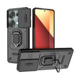 For Redmi Note 14S 4G Sliding Camshield TPU + PC Shockproof Phone Case with Holder(Black)