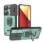For Redmi Note 14S 4G Sliding Camshield TPU + PC Shockproof Phone Case with Holder(Green)