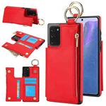 For Samsung Galaxy Note20 RFlD Anti-theft Double Buckle Ring Zipper Card Phone Case(Red)