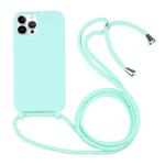 For iPhone 15 Pro Candy Colors TPU Protective Phone Case with Lanyard(Mint Green)