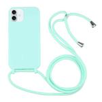 For iPhone 16 Plus Candy Colors TPU Protective Phone Case with Lanyard(Mint Green)