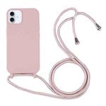 For iPhone 16 Plus Candy Colors TPU Protective Phone Case with Lanyard(Rose Gold)