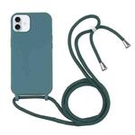 For iPhone 16 Plus Candy Colors TPU Protective Phone Case with Lanyard(Dark Green)