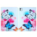 For iPad Pro 11 2024 Colored Drawing Leather Tablet Case(Two Butterflies)