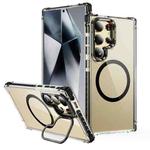 For Samsung Galaxy S24 Ultra 5G Rainbow Series Transparent MagSafe Lens Holder Phone Case(Black)