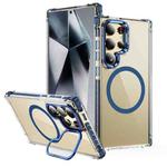 For Samsung Galaxy S24 Ultra 5G Rainbow Series Transparent MagSafe Lens Holder Phone Case(Blue)