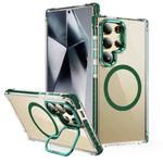 For Samsung Galaxy S24 Ultra 5G Rainbow Series Transparent MagSafe Lens Holder Phone Case(Green)