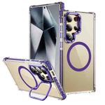 For Samsung Galaxy S24 Ultra 5G Rainbow Series Transparent MagSafe Lens Holder Phone Case(Purple)