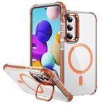 For Samsung Galaxy S23 FE 5G Rainbow Series Transparent MagSafe Lens Holder Phone Case(Orange)